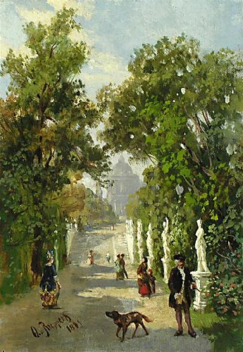 unknow artist Spaziergang auf der Allee im Park Germany oil painting art